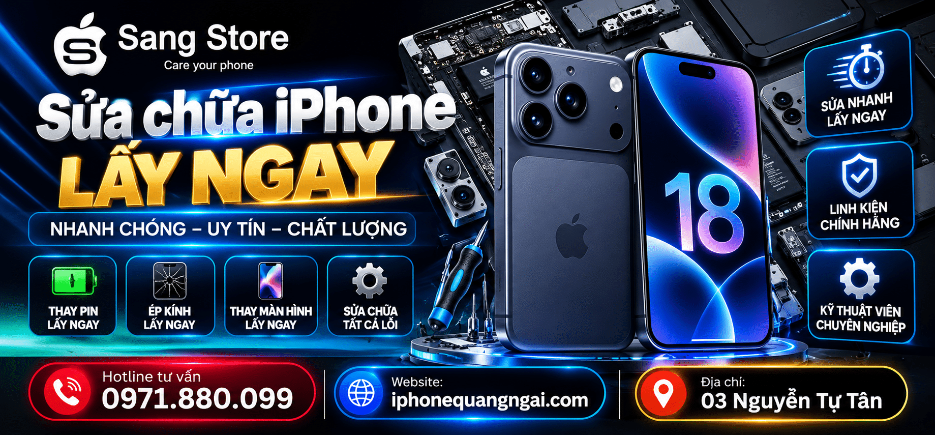 sửa chữa iphone quảng ngãi sang store